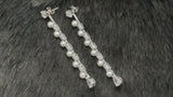 ALLURA - Delicate Slim Pearl and CZ Drop 2-Way Style Earrings In Silver